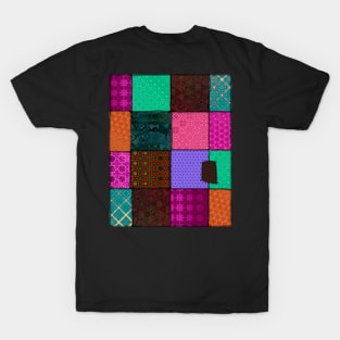 Colorful Patchwork Design With Sewing T-Shirt